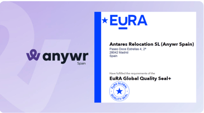 Anywr Spain sello 𝐄𝐆𝐐𝐒 𝐝𝐞 EuRA European Relocation Association